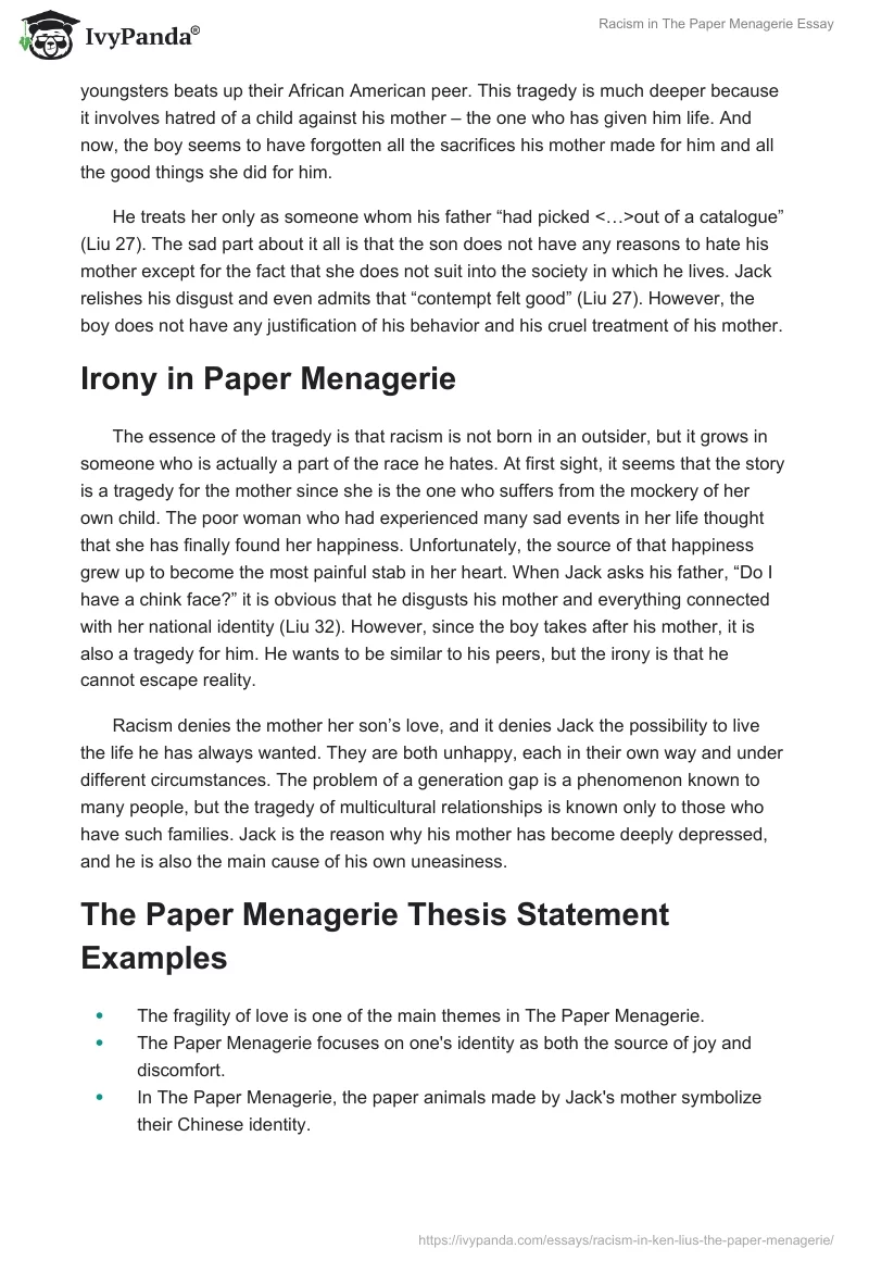 essay on the paper menagerie