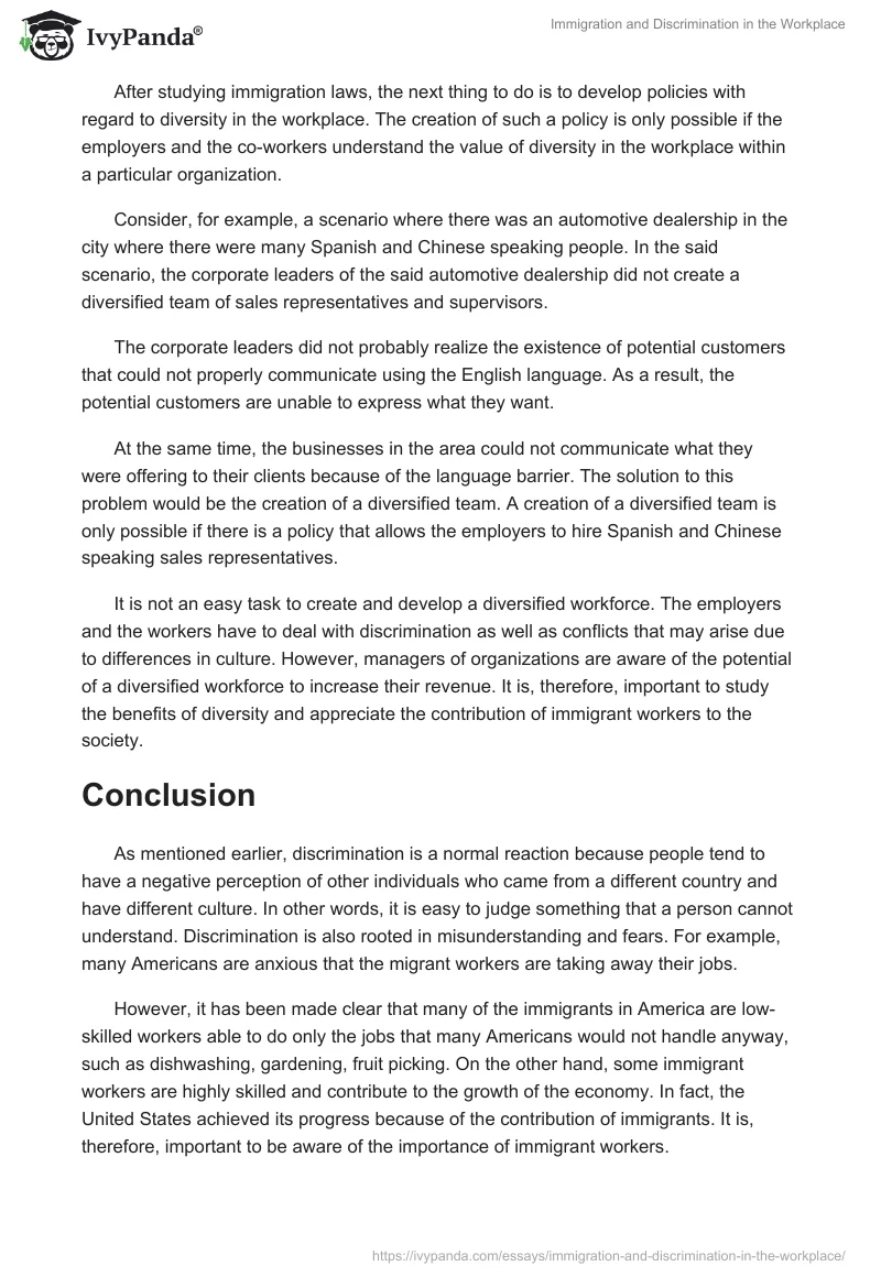Immigration and Discrimination in the Workplace. Page 4