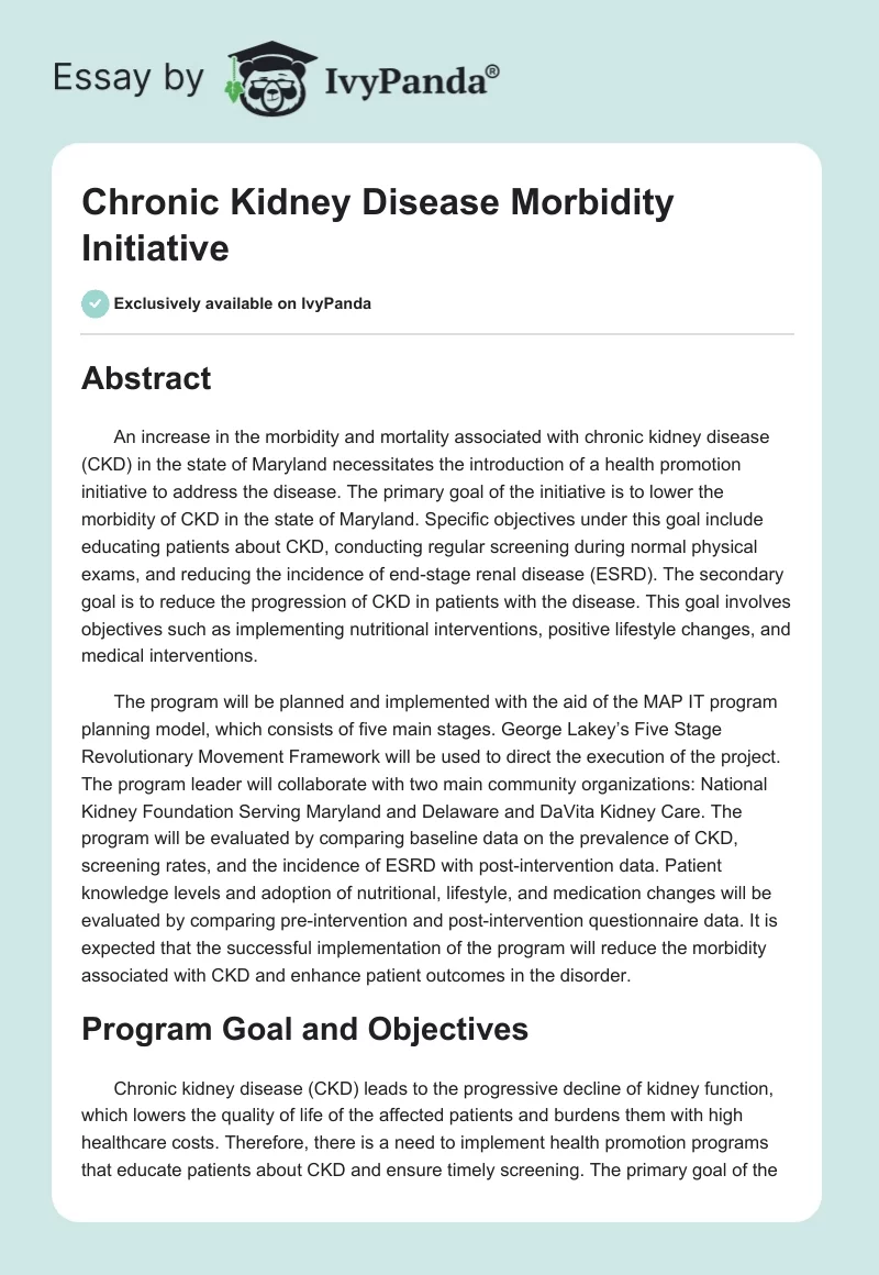 Chronic Kidney Disease Morbidity Initiative. Page 1