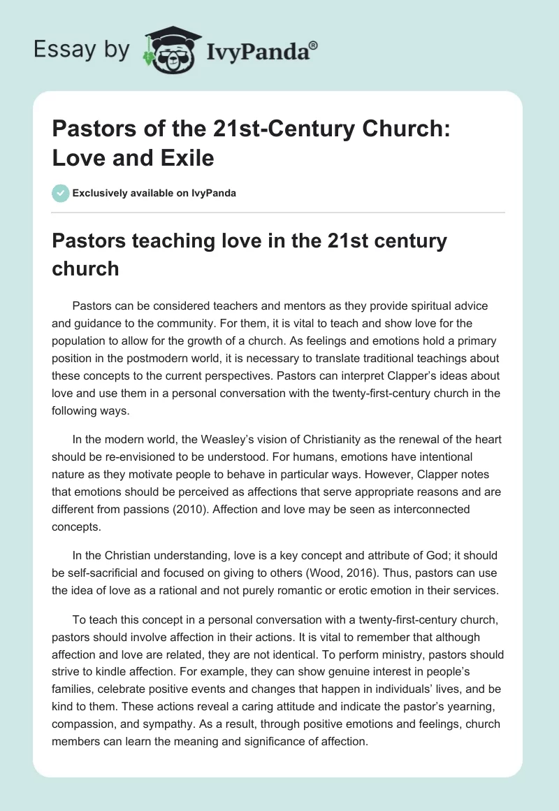 Pastors of the 21st-Century Church: Love and Exile. Page 1