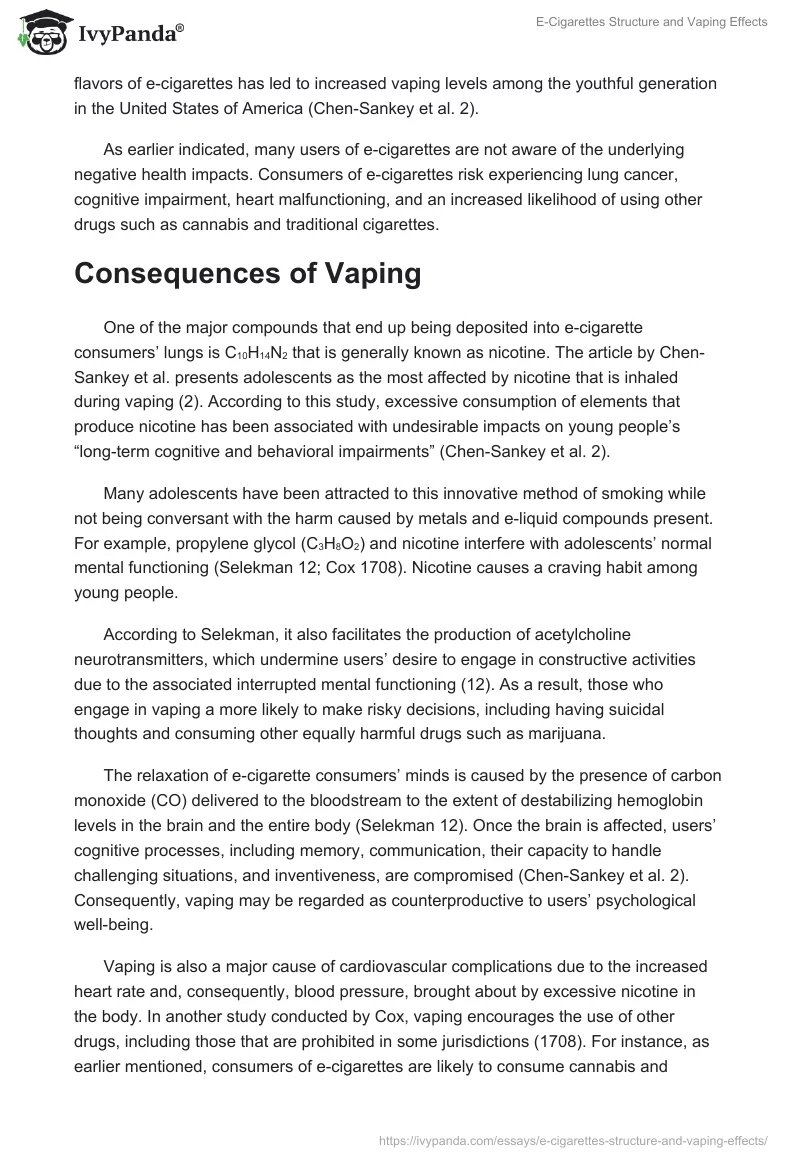 E-Cigarettes Structure and Vaping Effects. Page 3
