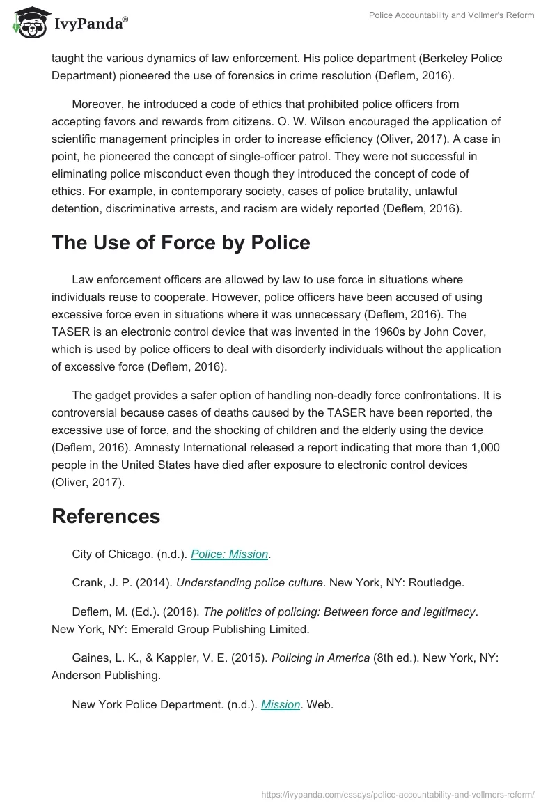 Police Accountability and Vollmer's Reform. Page 3