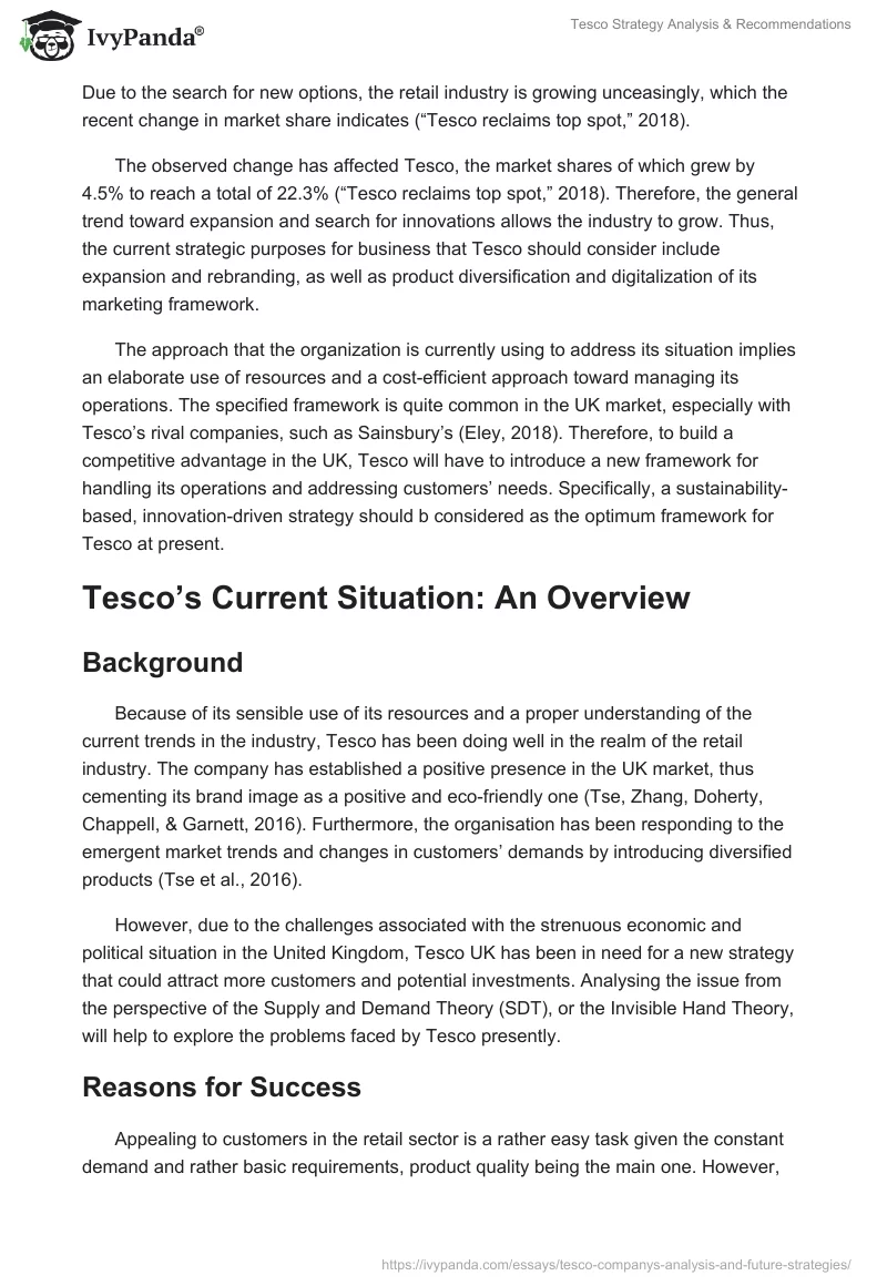 Tesco Strategy Analysis & Recommendations. Page 2