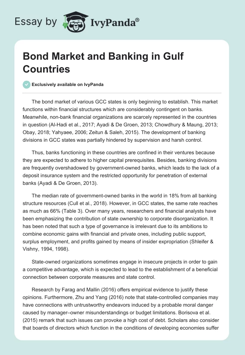 Bond Market and Banking in Gulf Countries. Page 1