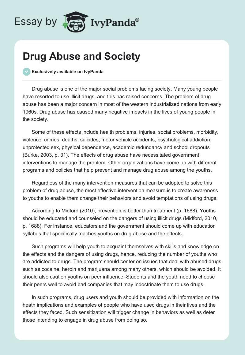 Drug Abuse and Society. Page 1