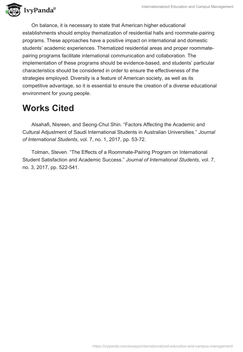 Internationalized Education and Campus Management. Page 3