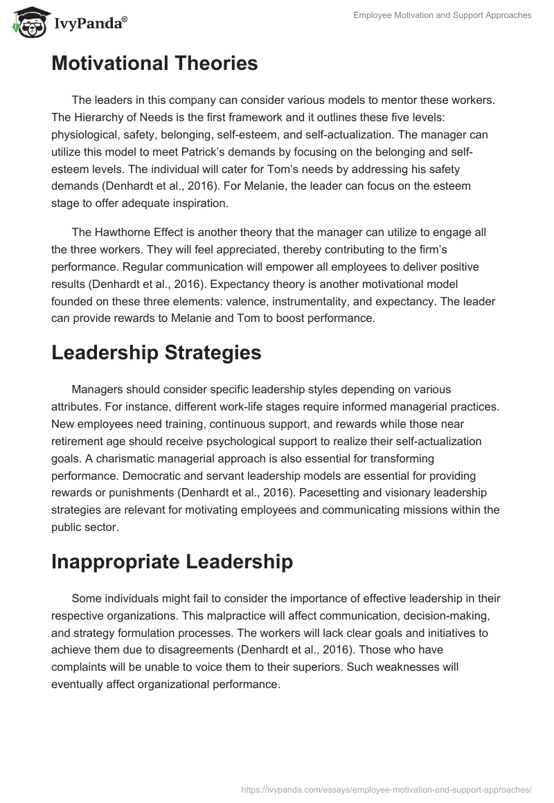 Employee Motivation and Support Approaches. Page 2