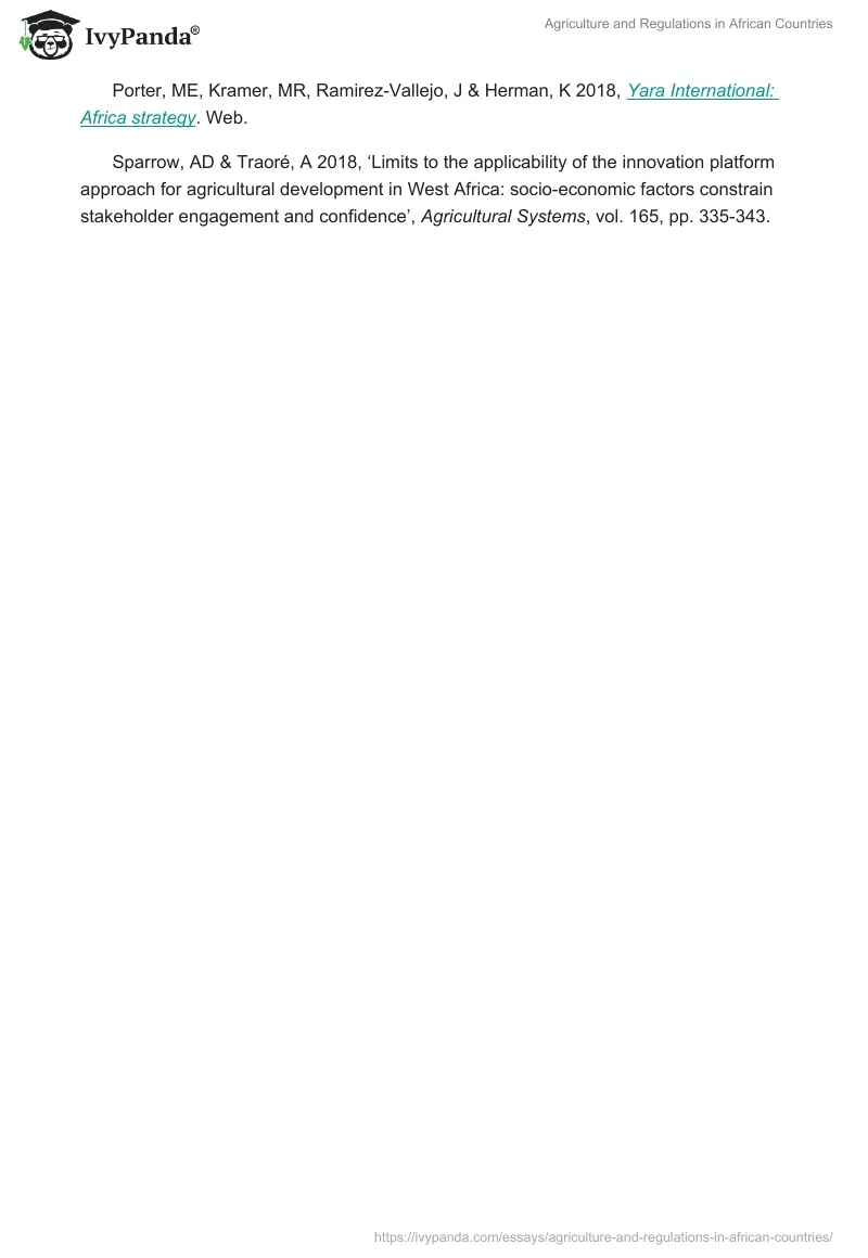 Agriculture and Regulations in African Countries. Page 3