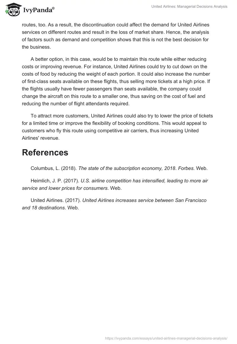 United Airlines: Managerial Decisions Analysis. Page 2