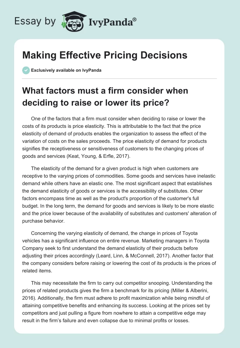 Making Effective Pricing Decisions. Page 1
