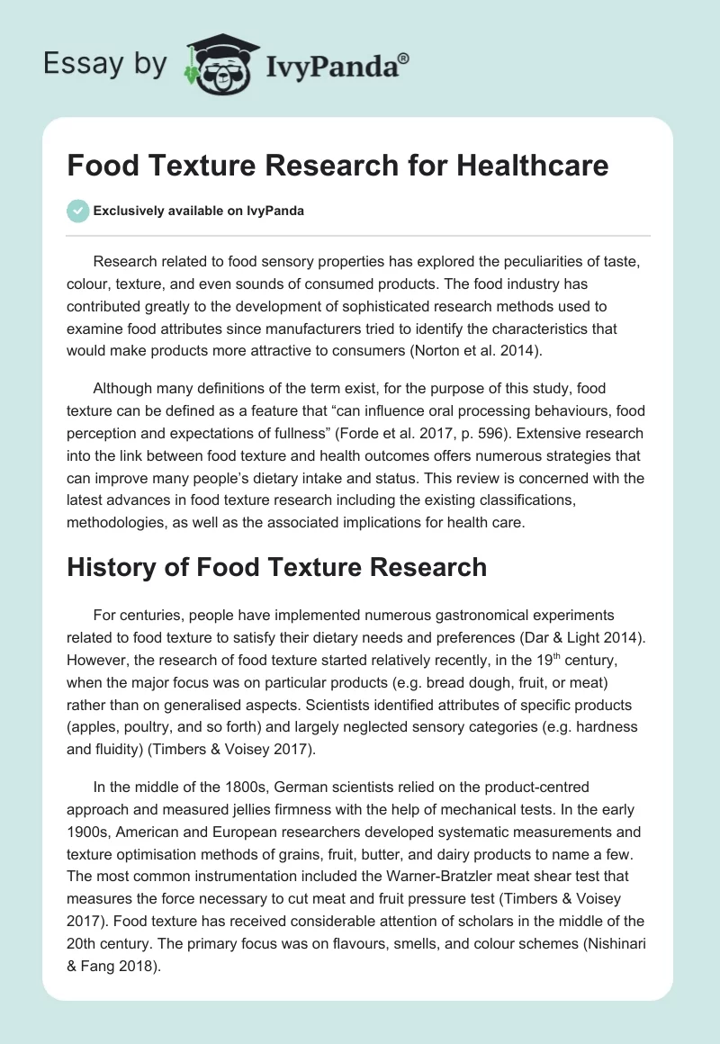 Food Texture Research for Healthcare. Page 1