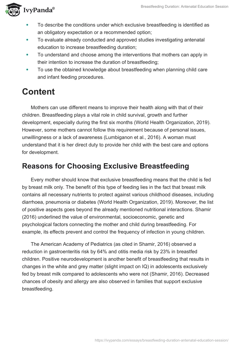 Breastfeeding Duration: Antenatal Education Session. Page 2