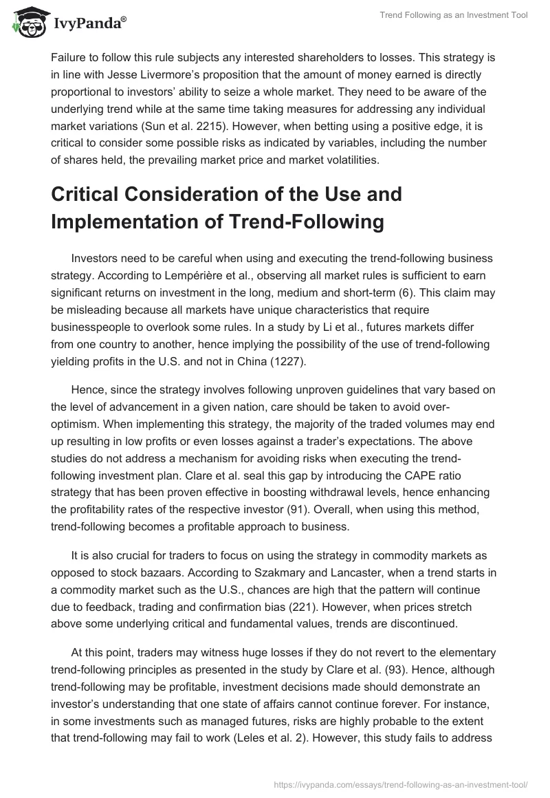 Trend Following as an Investment Tool. Page 2