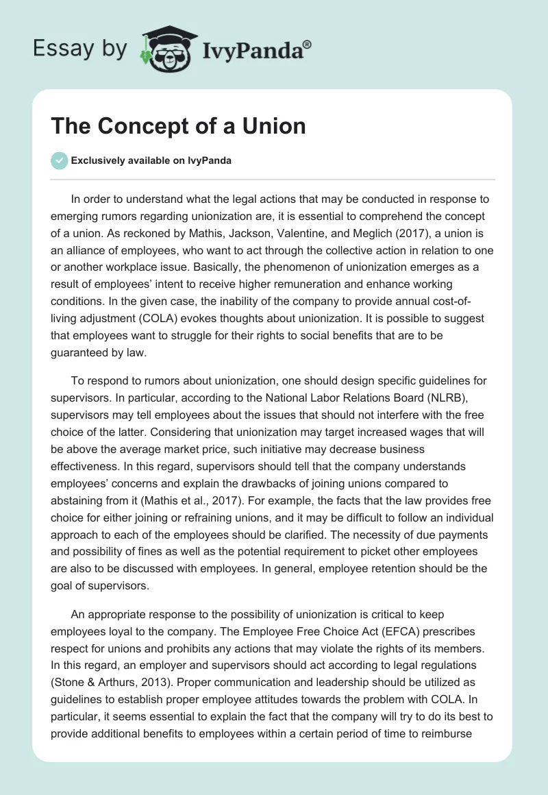 The Concept of a Union. Page 1