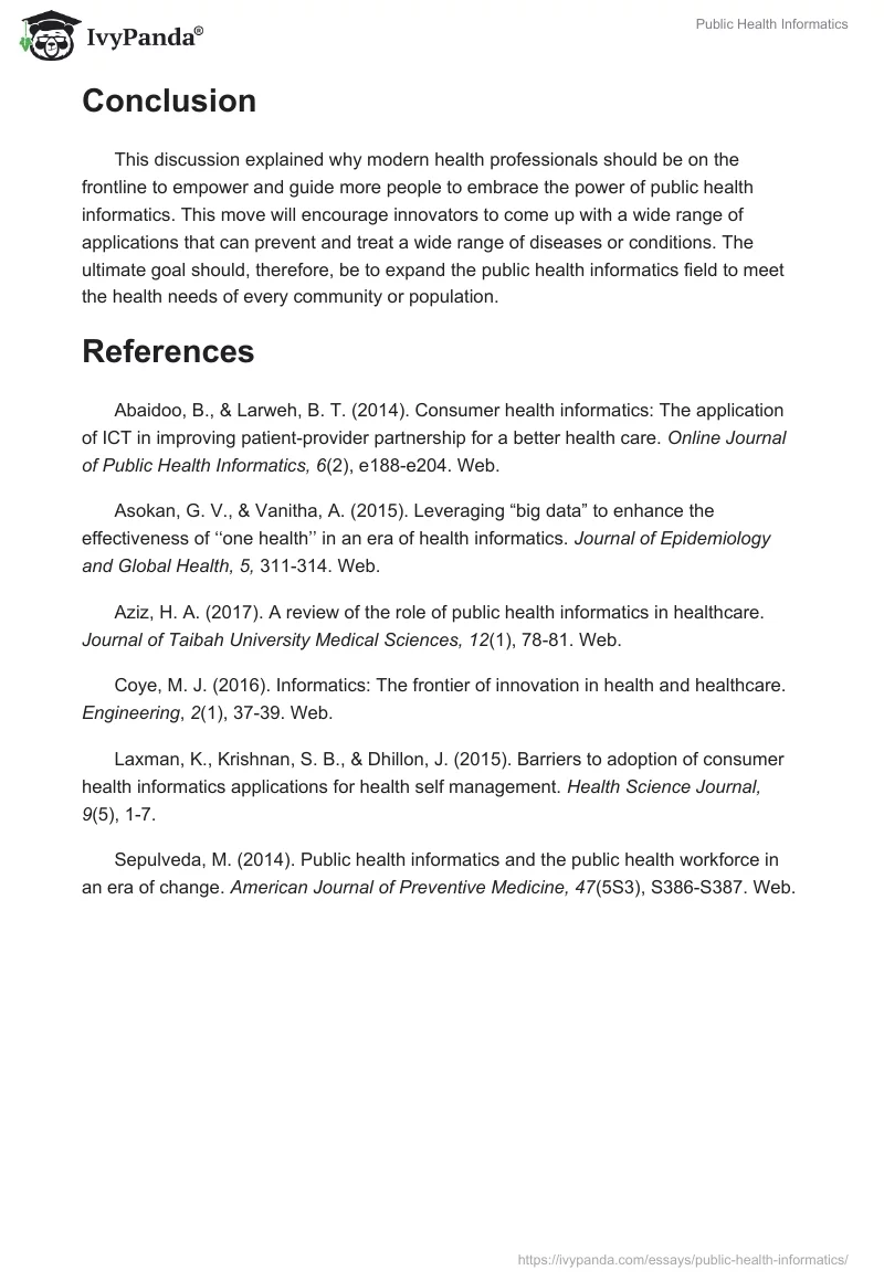 Public Health Informatics. Page 3