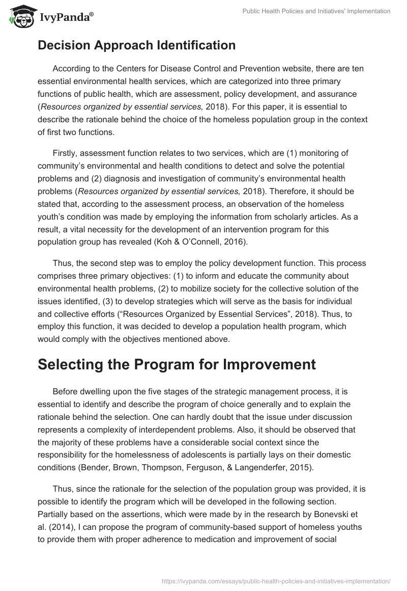 Public Health Policies and Initiatives' Implementation. Page 2