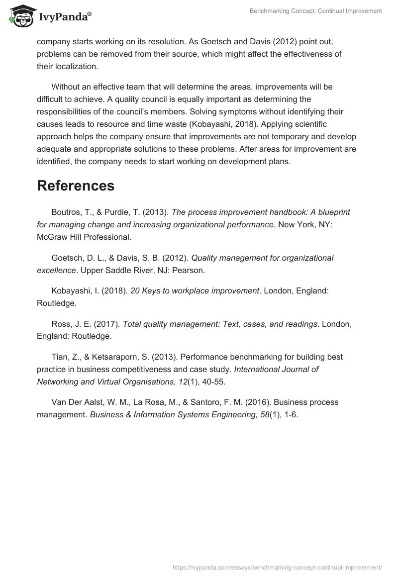 Benchmarking Concept: Continual Improvement. Page 3
