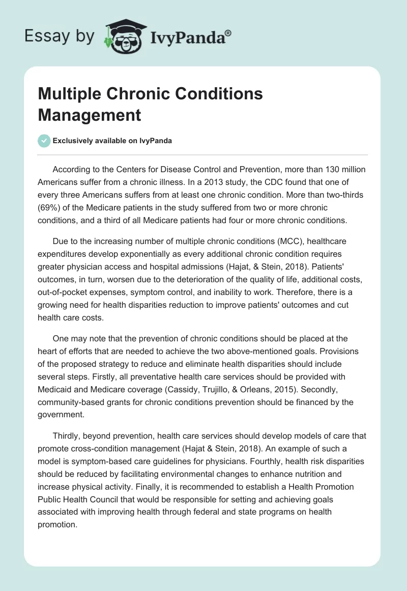 Multiple Chronic Conditions Management. Page 1