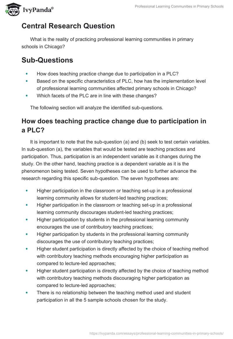 Professional Learning Communities in Primary Schools. Page 3