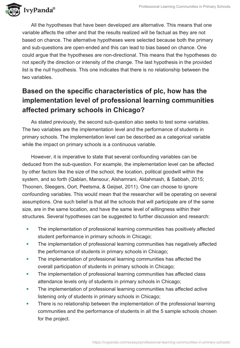Professional Learning Communities in Primary Schools. Page 4