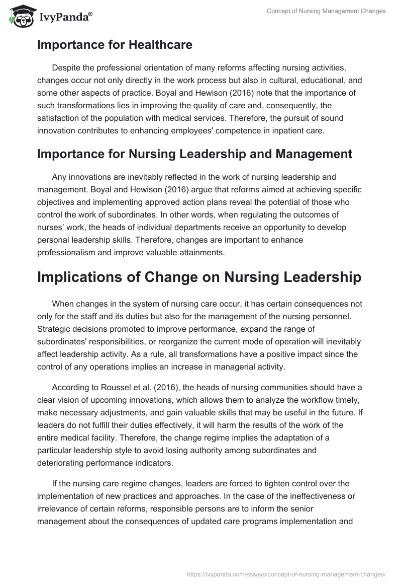 Concept of Nursing Management Changes. Page 2