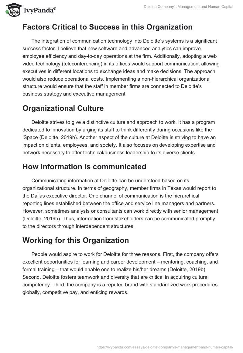 Deloitte Company's Management and Human Capital. Page 4