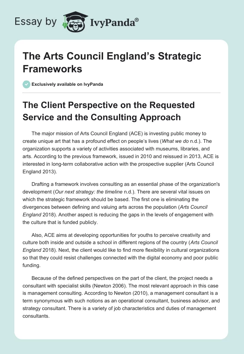 The Arts Council England’s Strategic Frameworks. Page 1