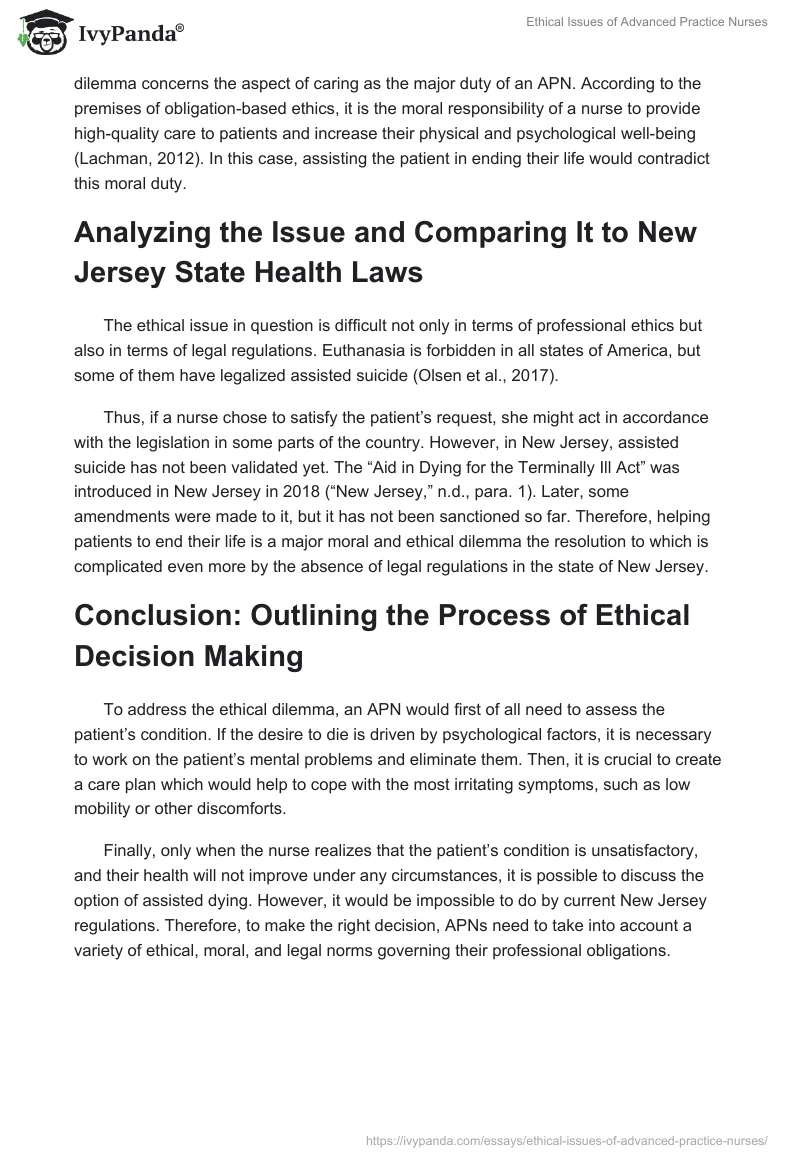 Ethical Issues of Advanced Practice Nurses. Page 2