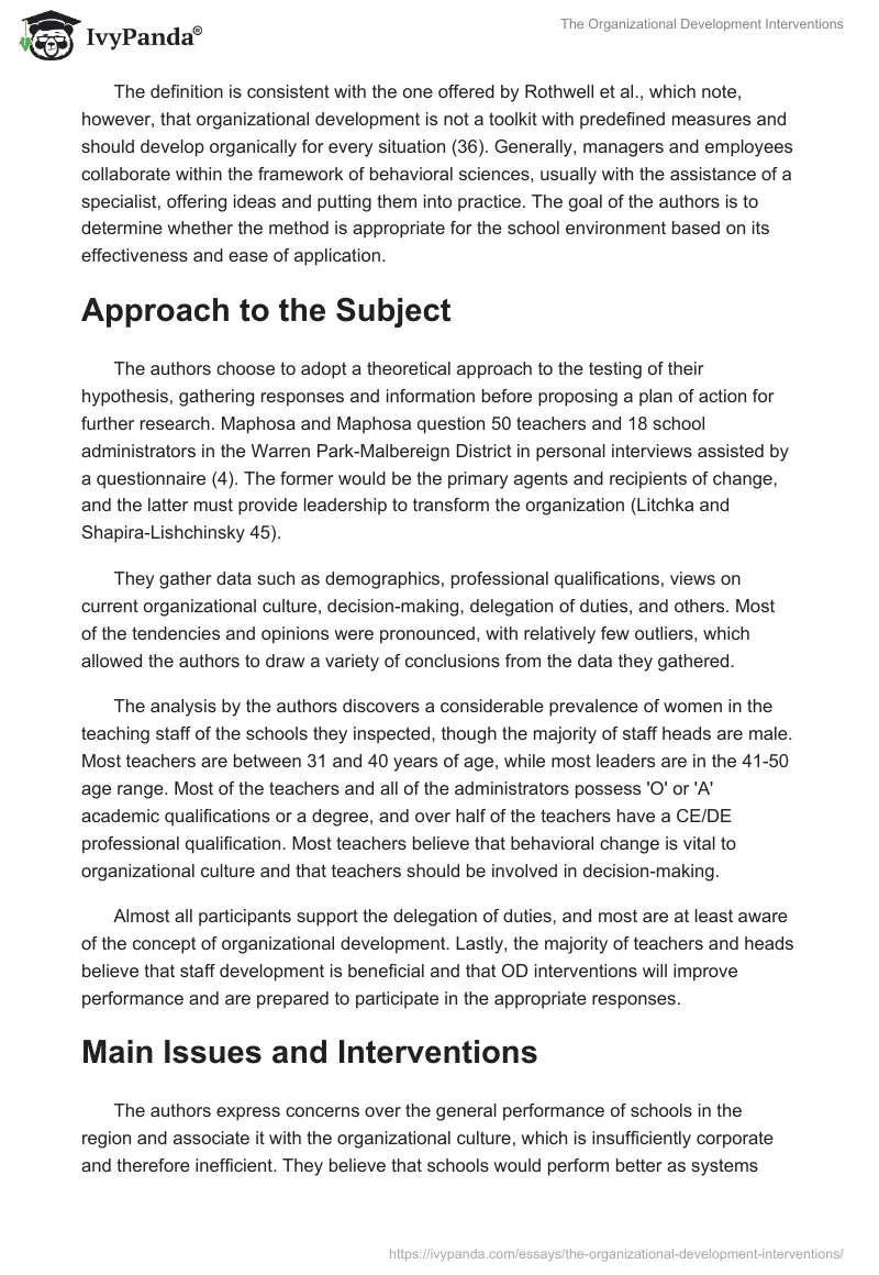 The Organizational Development Interventions. Page 2