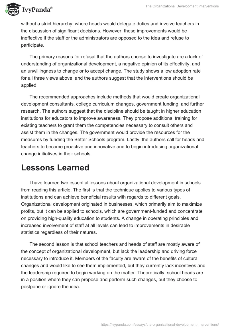 The Organizational Development Interventions. Page 3