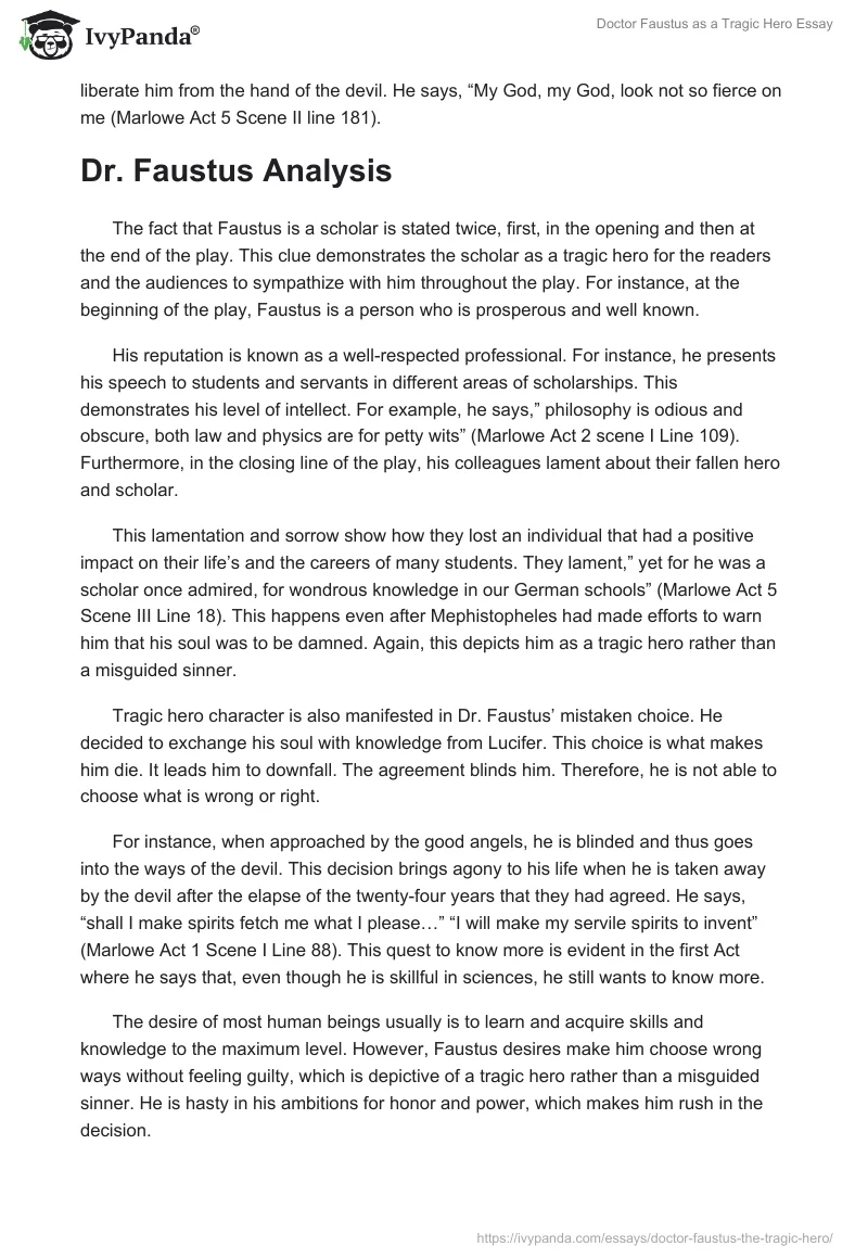 Doctor Faustus as a Tragic Hero Essay. Page 2
