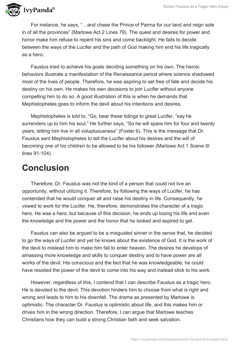 Doctor Faustus as a Tragic Hero Essay. Page 3