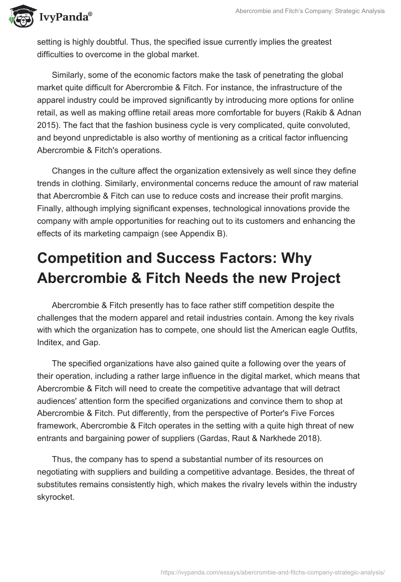 Abercrombie and Fitch’s Company: Strategic Analysis. Page 3