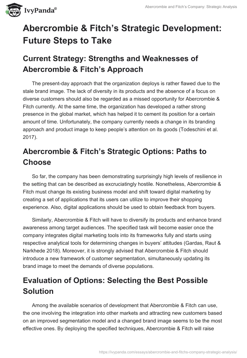 Abercrombie and Fitch’s Company: Strategic Analysis. Page 4