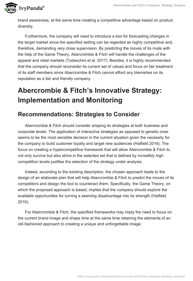Abercrombie and Fitch’s Company: Strategic Analysis. Page 5