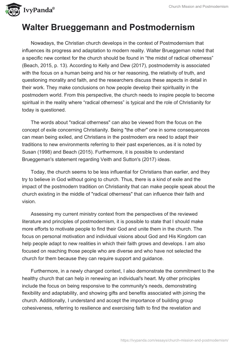 Church Mission and Postmodernism. Page 2