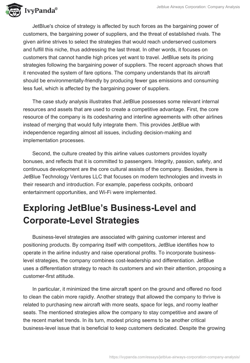 Jetblue Airways Corporation: Company Analysis. Page 3