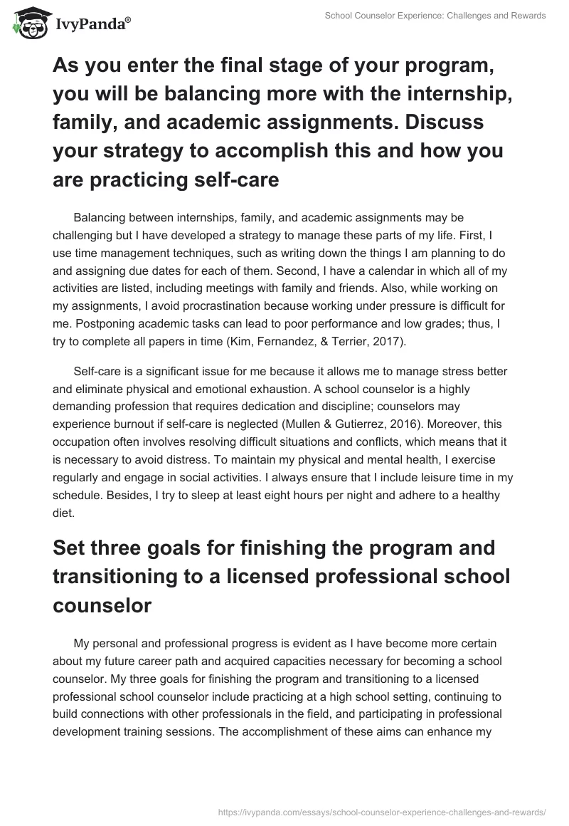 School Counselor Experience: Challenges and Rewards. Page 2