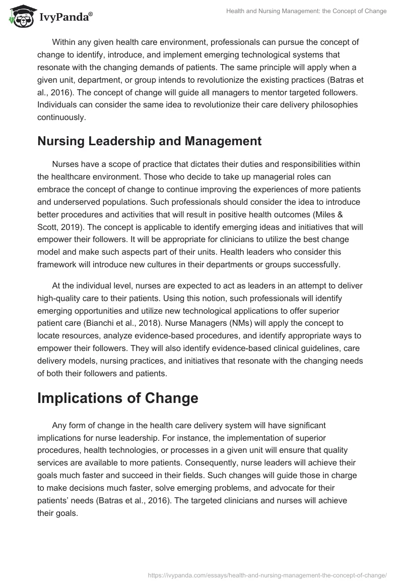 Health and Nursing Management: the Concept of Change. Page 2