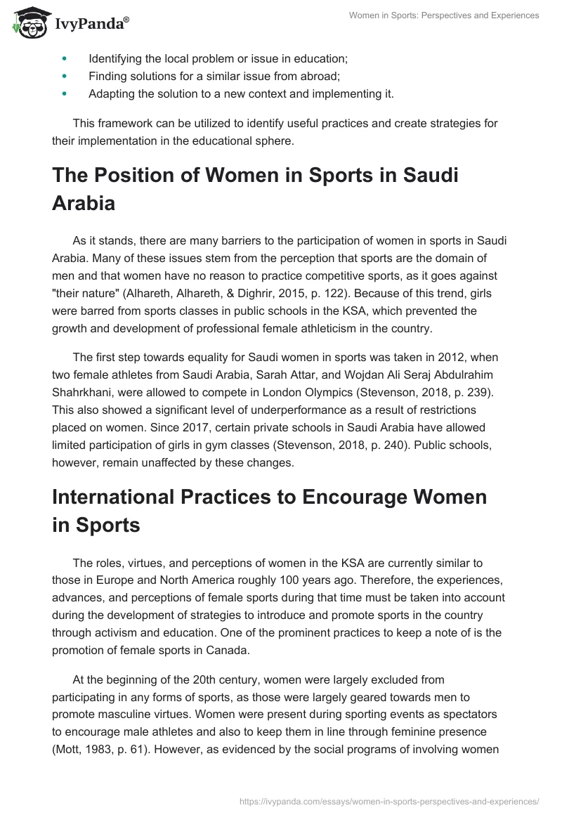 Women in Sports: Perspectives and Experiences. Page 2