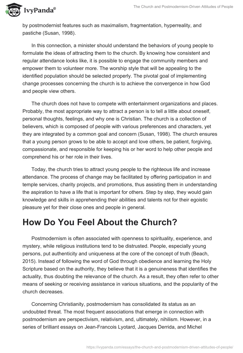 The Church and Postmodernism-Driven Attitudes of People. Page 2