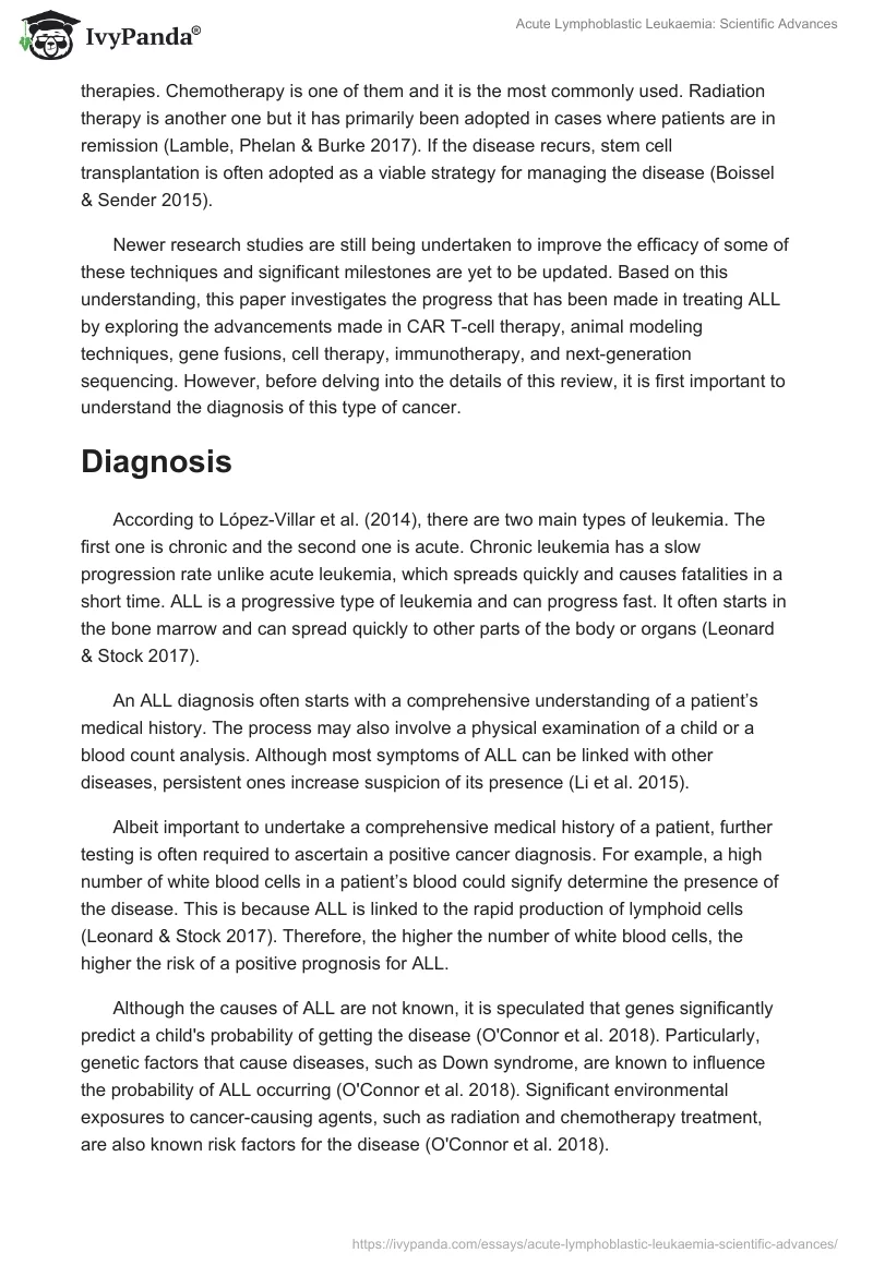 Acute Lymphoblastic Leukaemia: Scientific Advances. Page 2