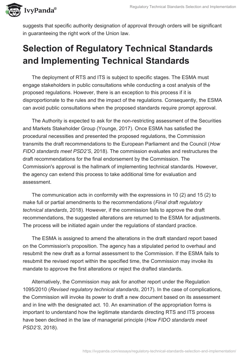 Regulatory Technical Standards Selection and Implementation. Page 4