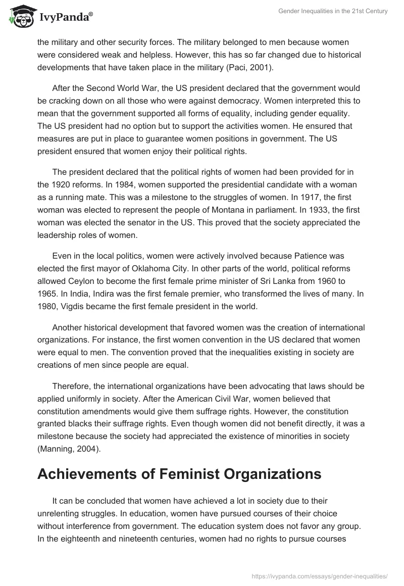 Gender Inequalities in the 21st Century. Page 5