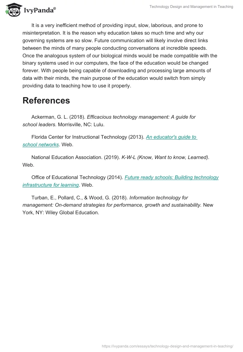 Technology Design and Management in Teaching. Page 3