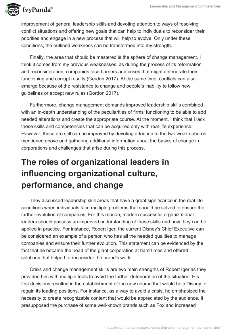 Leadership and Management Competencies. Page 3