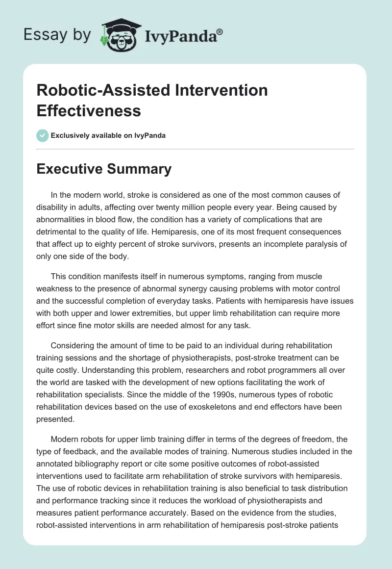Robotic-Assisted Intervention Effectiveness. Page 1