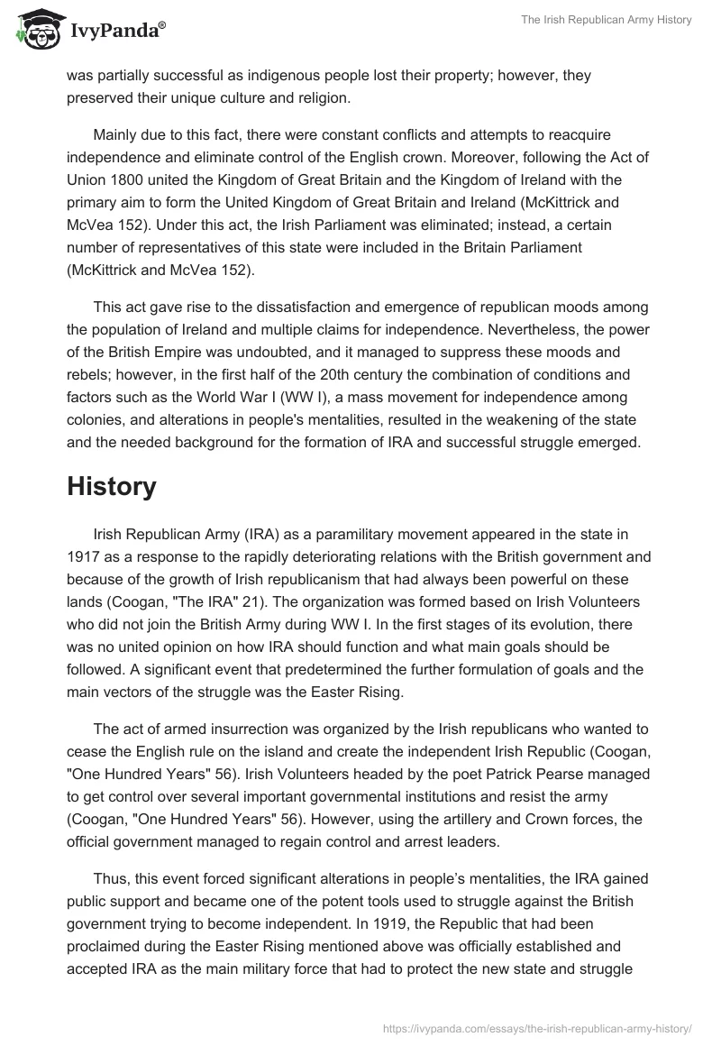 The Irish Republican Army History. Page 2