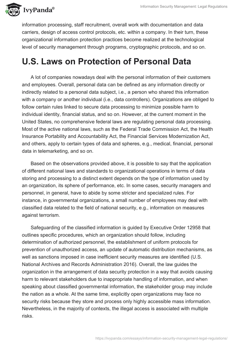 Information Security Management: Legal Regulations. Page 2