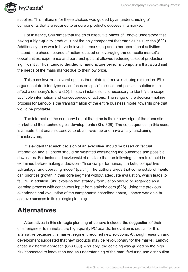 Lenovo Company's Decision-Making Process. Page 4